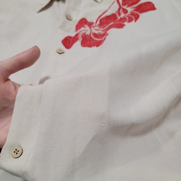 Planks Mens Linen Blend Hawaiian Shirt Size XL Short Sleeve Button Up Floral - Picture 7 of 8